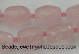 CNG5608 15.5 inches 10*14mm - 13*18mm faceted nuggets rose quartz beads