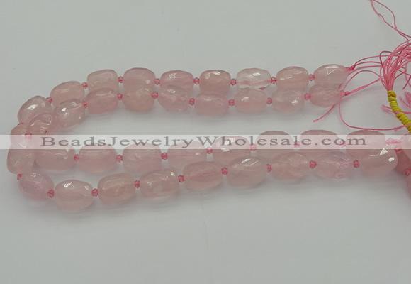 CNG5608 15.5 inches 10*14mm - 13*18mm faceted nuggets rose quartz beads