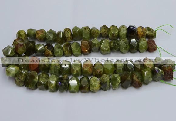 CNG5625 15.5 inches 10*14mm - 13*18mm faceted nuggets green garnet beads