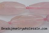 CNG5631 15.5 inches 15*35mm - 18*40mm faceted rice rose quartz beads