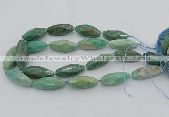 CNG5639 15.5 inches 15*35mm - 18*40mm faceted rice amazonite beads