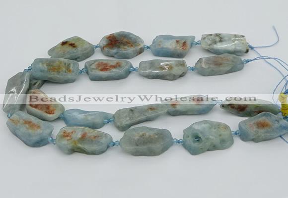 CNG5672 15.5 inches 15*35mm - 20*40mm freeform aquamarine beads