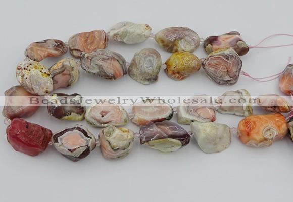 CNG5733 18*25mm - 22*35mm nuggets pink botswana agate beads