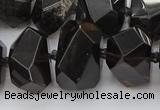 CNG5734 12*16mm - 15*20mm faceted nuggets ice black obsidian beads