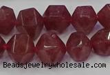 CNG5849 10*12mm - 14*15mm faceted nuggets strawberry quartz beads