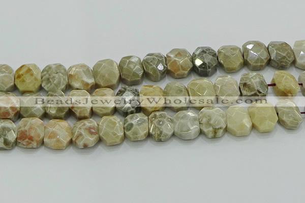 CNG5865 8*12mm - 12*16mm faceted freeform chrysanthemum agate beads