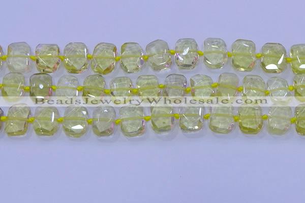 CNG5882 15.5 inches 10*14mm - 12*16mm faceted freeform lemon quartz beads