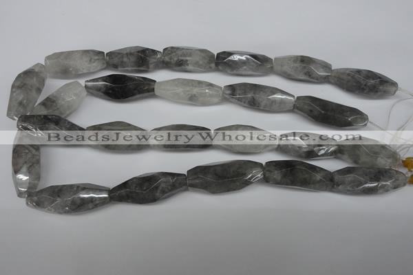 CNG590 12*30mm - 14*32mm faceted rice cloudy quartz nugget beads