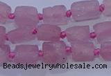 CNG5901 4*6mm - 6*10mm nuggets rough Madagascar rose quartz beads