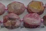 CNG5933 10*12mm - 10*14mm faceted freeform rhodochrosite beads