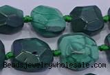 CNG5953 15.5 inches 10*12mm - 10*14mm faceted freeform malachite beads