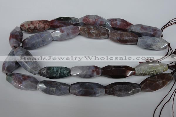 CNG600 13*28mm - 14*34mm faceted rice Indian agate nugget beads