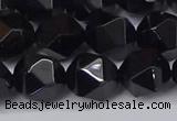 CNG6025 15.5 inches 12mm faceted nuggets black agate beads