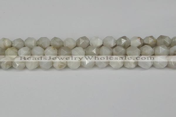 CNG6080 15.5 inches 8mm faceted nuggets grey agate beads