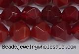 CNG6088 15.5 inches 8mm faceted nuggets red agate beads