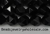 CNG6089 15.5 inches 8mm faceted nuggets black agate beads