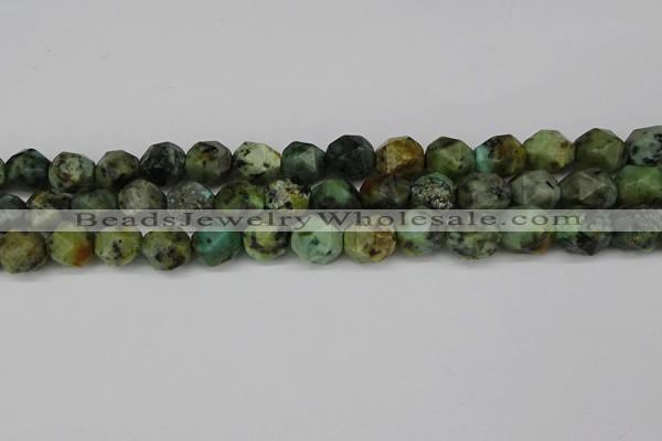 CNG6110 15.5 inches 8mm faceted nuggets African turquoise beads