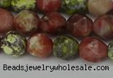 CNG6117 15.5 inches 8mm faceted nuggets red plum blossom jade beads