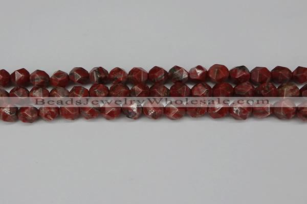 CNG6123 15.5 inches 8mm faceted nuggets brecciated jasper beads