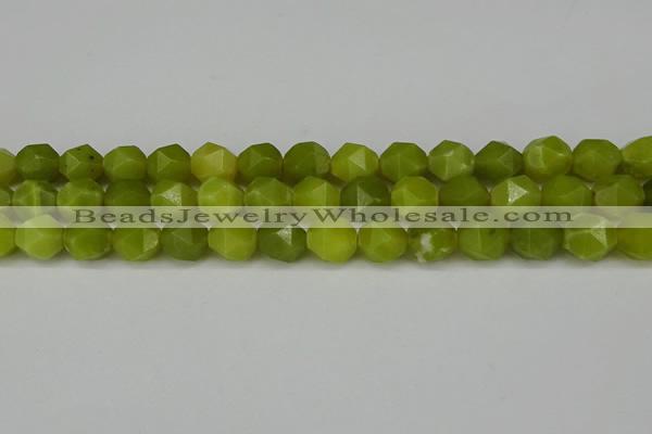 CNG6190 15.5 inches 10mm faceted nuggets lemon jade beads