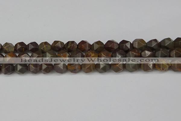 CNG6199 15.5 inches 10mm faceted nuggets coffee jasper beads