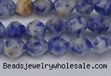 CNG6250 15.5 inches 6mm faceted nuggets blue spot stone beads