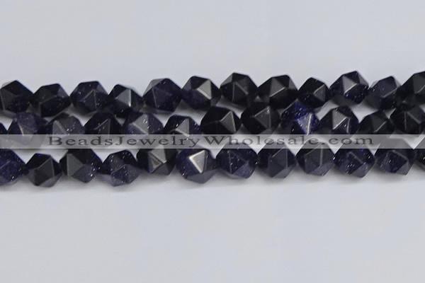 CNG6297 15.5 inches 14mm faceted nuggets blue goldstone beads