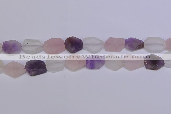 CNG6364 15.5 inches 14*18mm - 16*22mm freeform matte mixed quartz beads