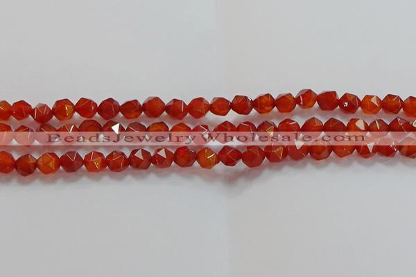 CNG6504 15.5 inches 6mm faceted nuggets red agate beads