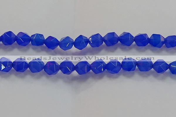 CNG6511 15.5 inches 12mm faceted nuggets blue agate beads