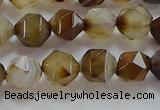 CNG6517 15.5 inches 8mm faceted nuggets line agate beads