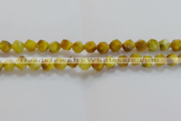 CNG6532 15.5 inches 10mm faceted nuggets golden tiger eye beads