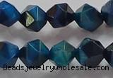 CNG6540 15.5 inches 10mm faceted nuggets blue tiger eye beads