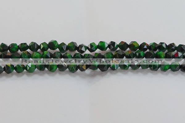 CNG6546 15.5 inches 6mm faceted nuggets green tiger eye beads