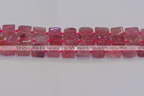 CNG6931 15.5 inches 8*12mm - 10*16mm nuggets strawberry quartz beads