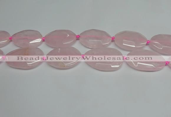 CNG7088 15.5 inches 25*35mm - 35*45mm faceted freeform rose quartz beads