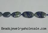 CNG7093 25*35mm - 35*45mm faceted freeform blue aventurine beads