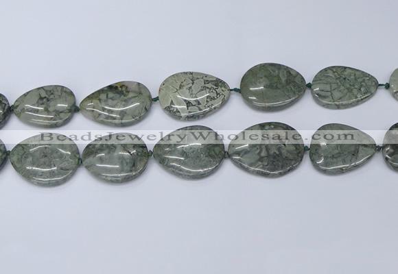 CNG7114 20*25mm - 30*40mm freeform grey green brecciated jasper beads