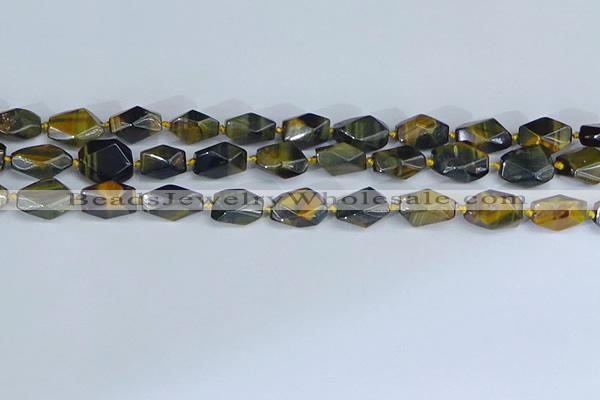 CNG7140 6*10mm - 10*14mm faceted nuggets blue tiger eye beads