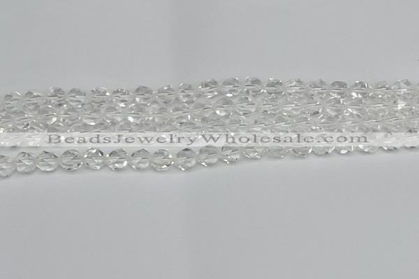 CNG7210 15.5 inches 6mm faceted nuggets white crystal beads