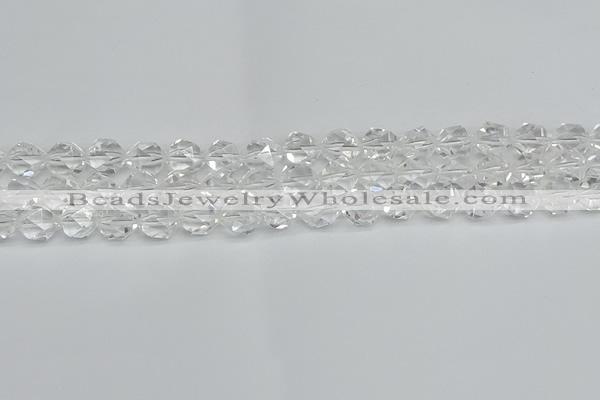 CNG7211 15.5 inches 8mm faceted nuggets white crystal beads