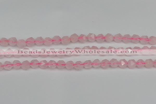 CNG7226 15.5 inches 8mm faceted nuggets rose quartz beads