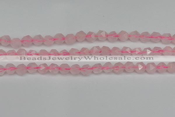 CNG7227 15.5 inches 10mm faceted nuggets rose quartz beads