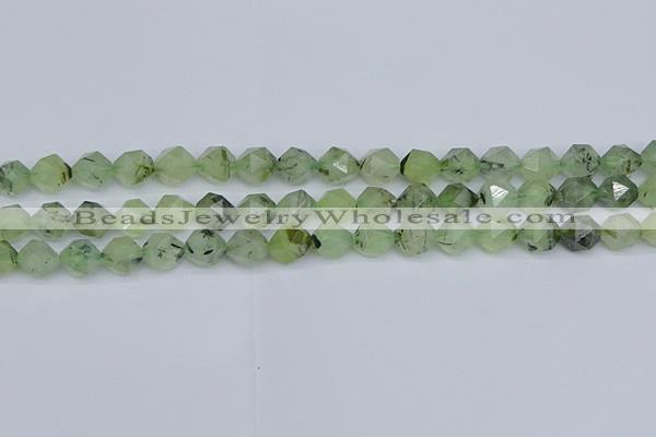 CNG7241 15.5 inches 8mm faceted nuggets green rutilated quartz beads