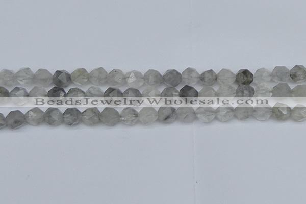 CNG7251 15.5 inches 8mm faceted nuggets cloudy quartz beads