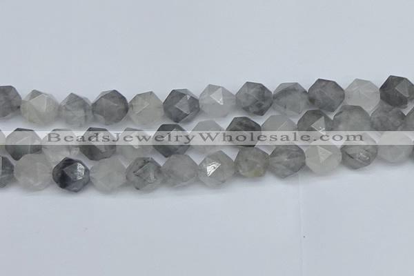 CNG7253 15.5 inches 12mm faceted nuggets cloudy quartz beads