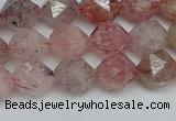 CNG7256 15.5 inches 8mm faceted nuggets strawberry quartz beads