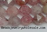 CNG7257 15.5 inches 10mm faceted nuggets strawberry quartz beads