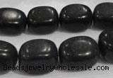 CNG726 15.5 inches 15*20mm nuggets black stone beads wholesale