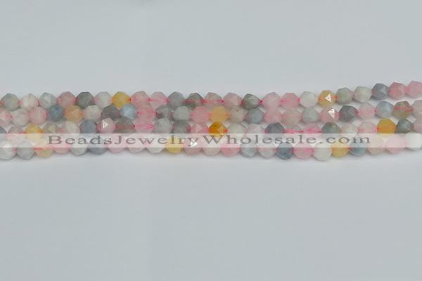 CNG7265 15.5 inches 6mm faceted nuggets morganite beads